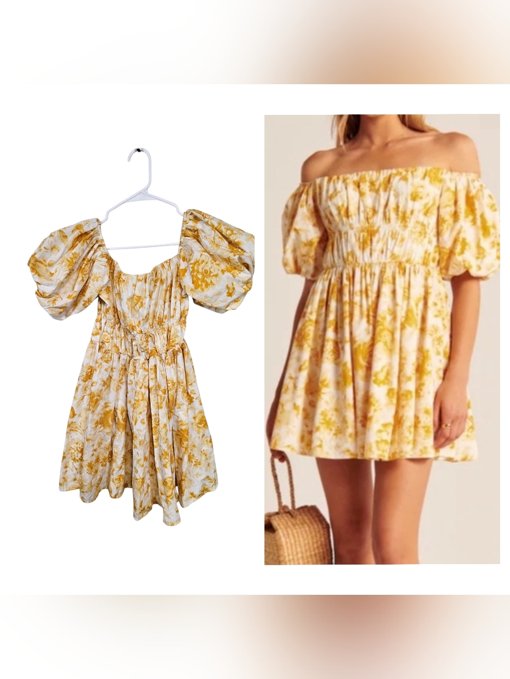 Abercrombie & Fitch Floral Puff Sleeve Smocked Bodice Girly Mini Dress